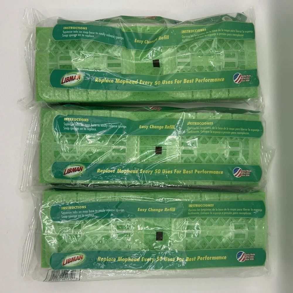 Libman Gator Mop Refill 3‑Pack Super Absorbent Tear‑Resistant USA Made New